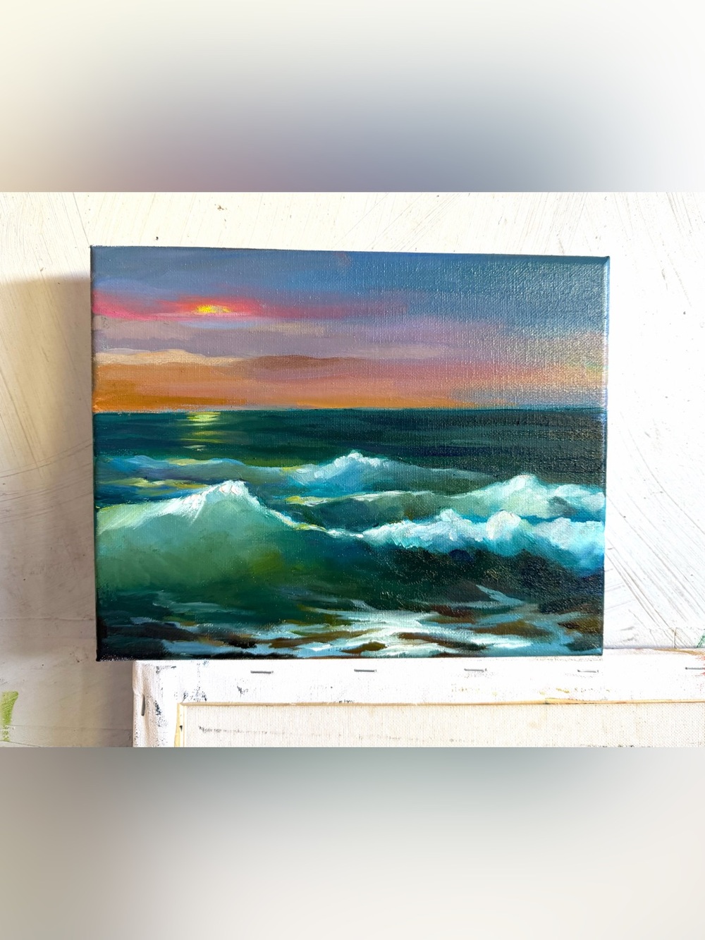 Original Oil Painting “Sunset Tide” 8x10 Seascape Coastal Wall Art